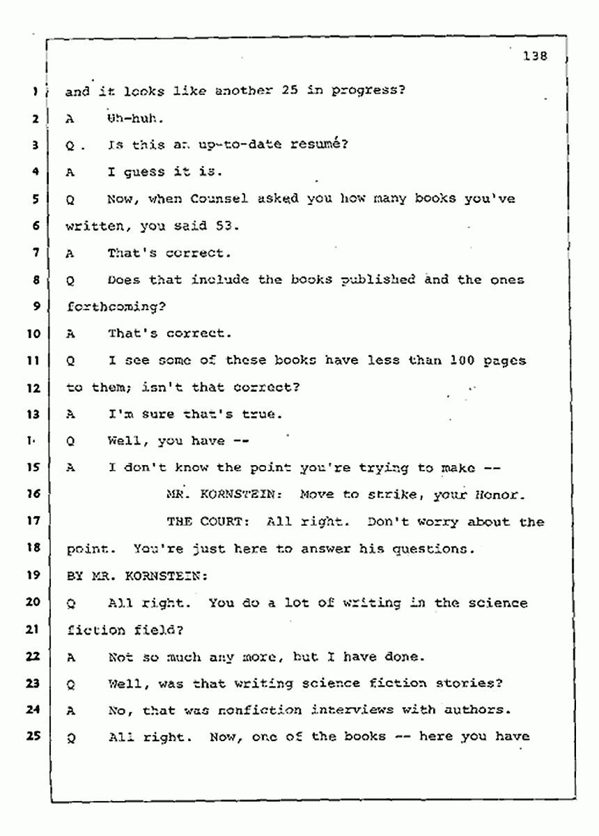 Los Angeles, California Civil Trial<br>Jeffrey MacDonald vs. Joe McGinniss<br><br>August 11, 1987:<br>Rebuttal Witness: Jeffrey Elliot, p. 138