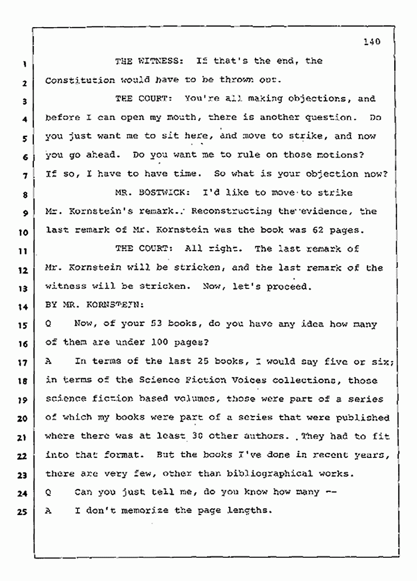 Los Angeles, California Civil Trial<br>Jeffrey MacDonald vs. Joe McGinniss<br><br>August 11, 1987:<br>Rebuttal Witness: Jeffrey Elliot, p. 140