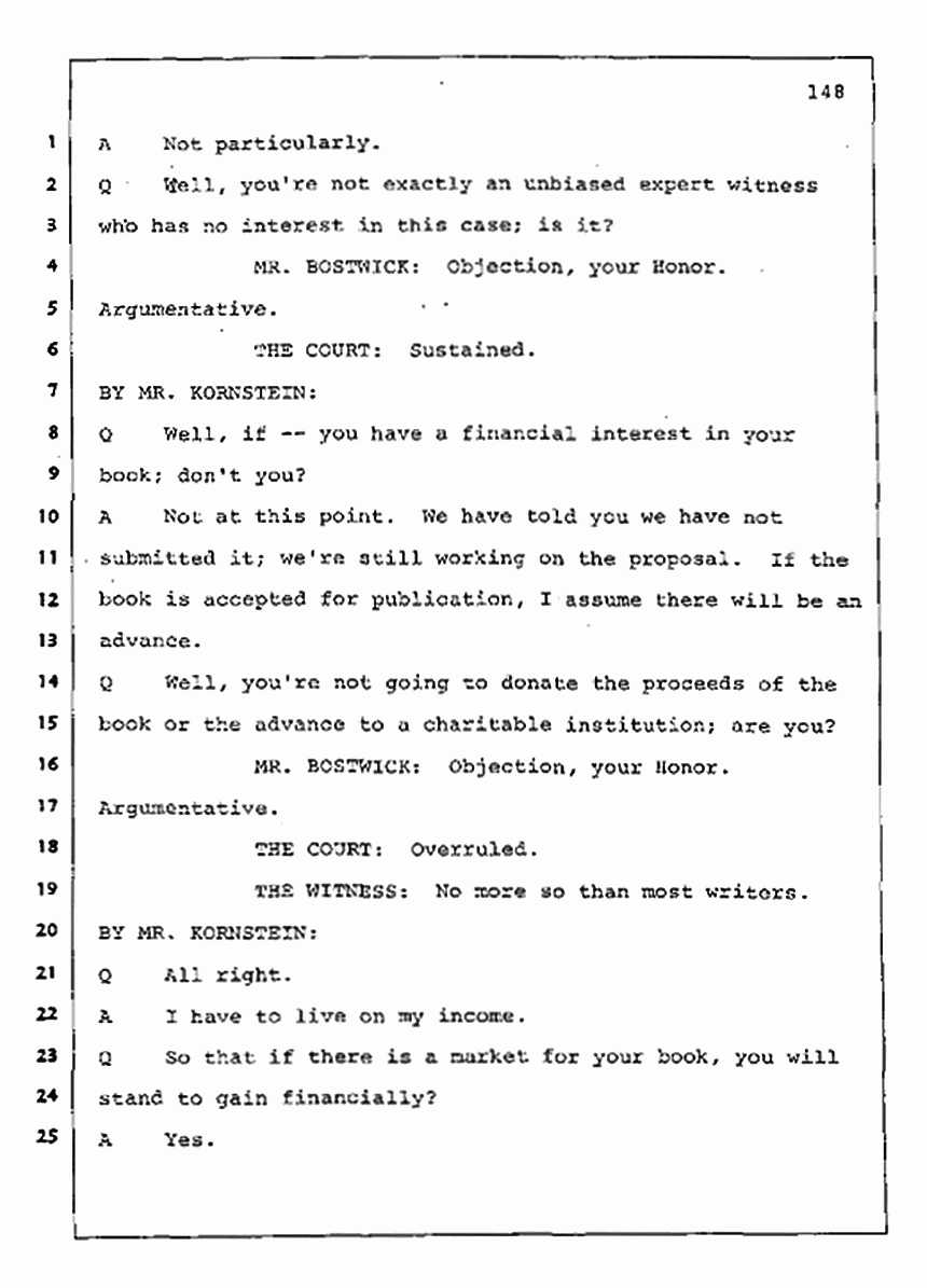 Los Angeles, California Civil Trial<br>Jeffrey MacDonald vs. Joe McGinniss<br><br>August 11, 1987:<br>Rebuttal Witness: Jeffrey Elliot, p. 148