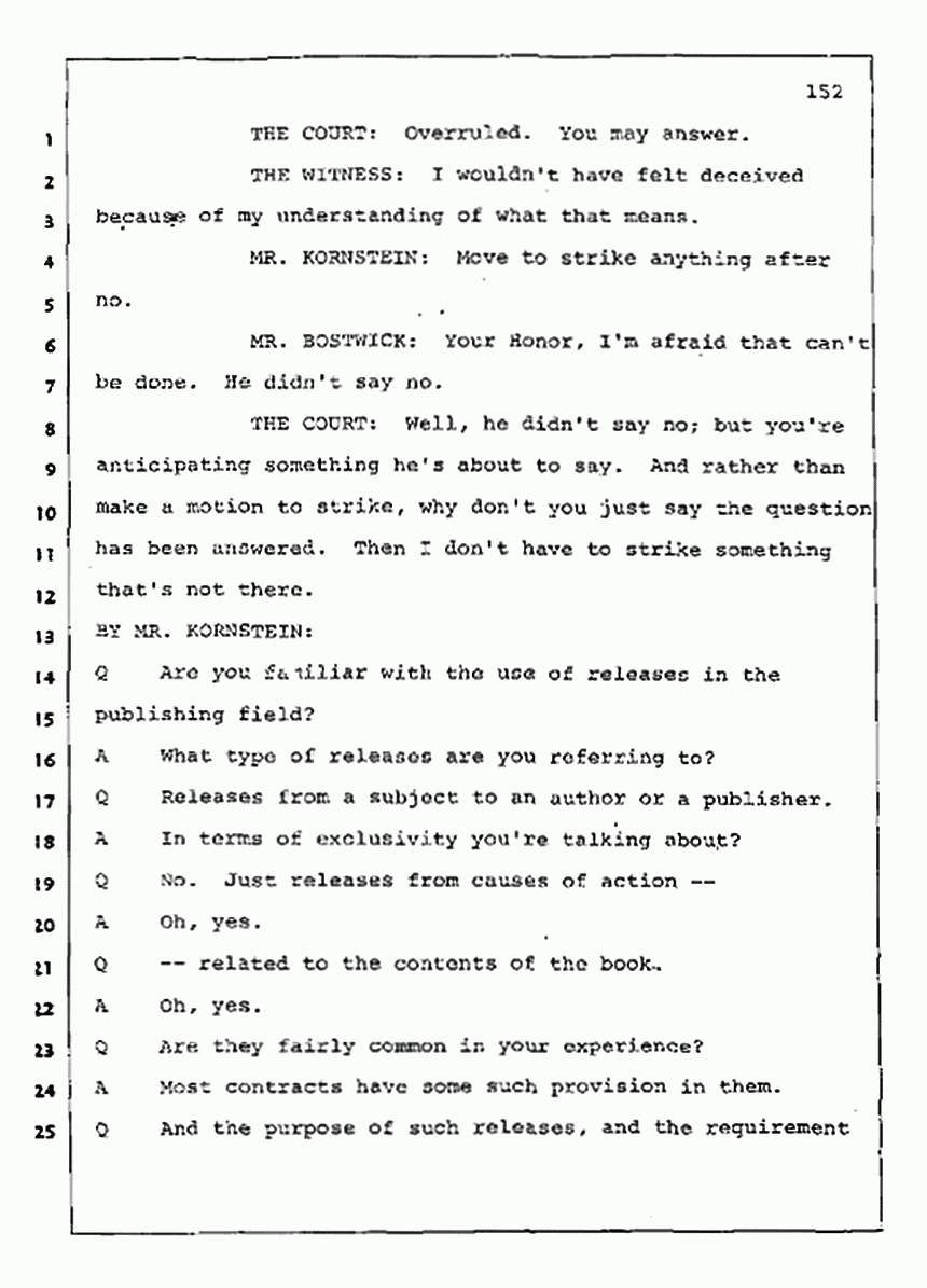 Los Angeles, California Civil Trial<br>Jeffrey MacDonald vs. Joe McGinniss<br><br>August 11, 1987:<br>Rebuttal Witness: Jeffrey Elliot, p. 152