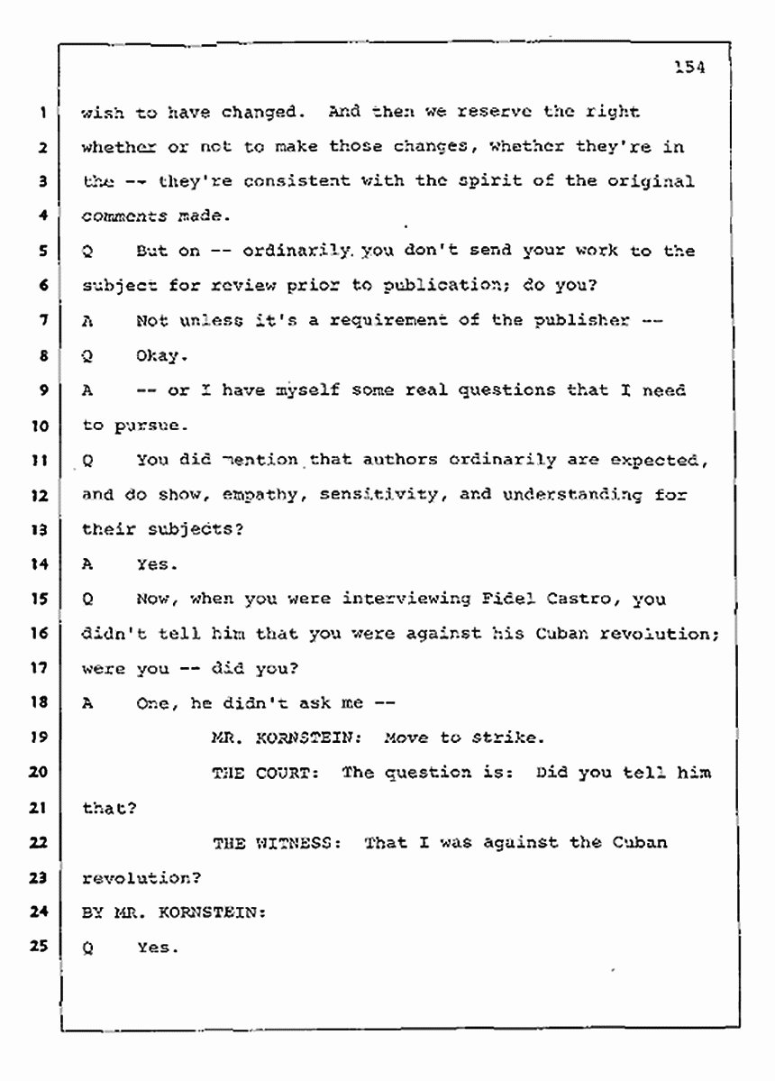 Los Angeles, California Civil Trial<br>Jeffrey MacDonald vs. Joe McGinniss<br><br>August 11, 1987:<br>Rebuttal Witness: Jeffrey Elliot, p. 154