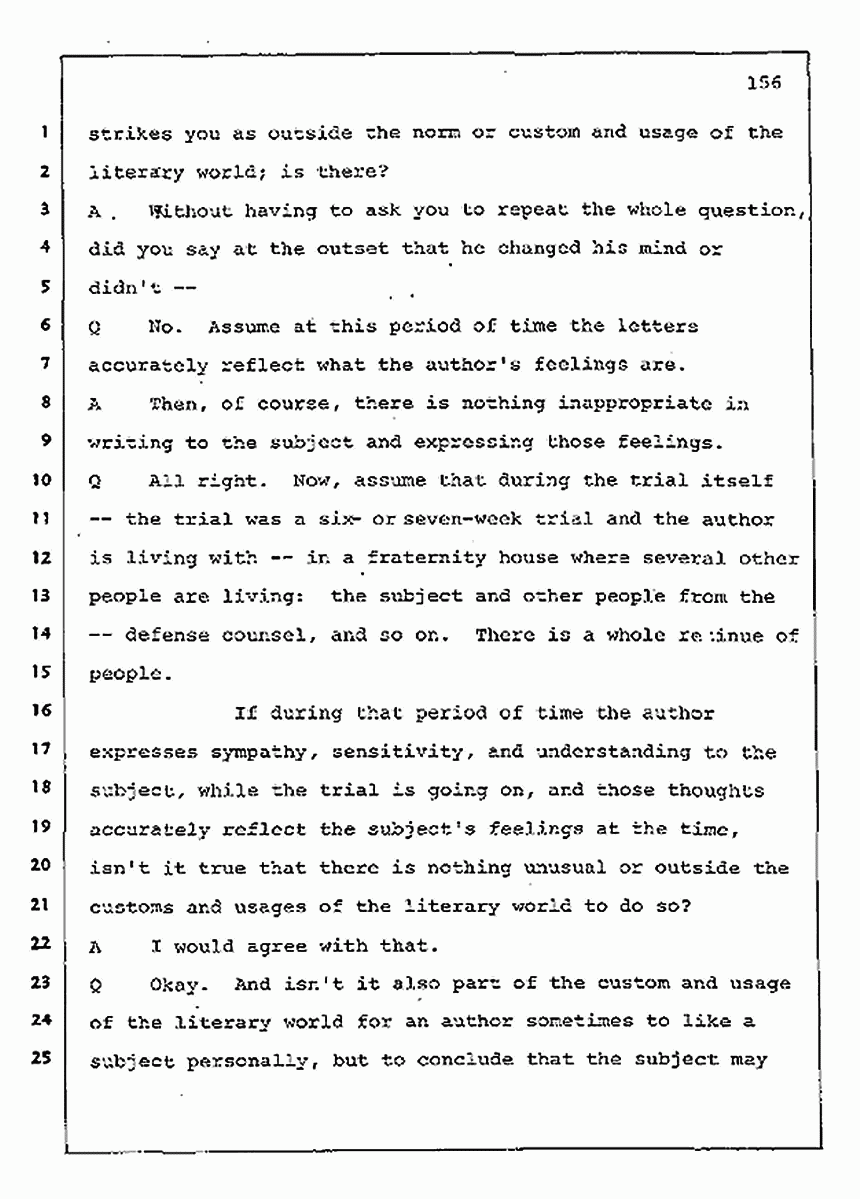 Los Angeles, California Civil Trial<br>Jeffrey MacDonald vs. Joe McGinniss<br><br>August 11, 1987:<br>Rebuttal Witness: Jeffrey Elliot, p. 156