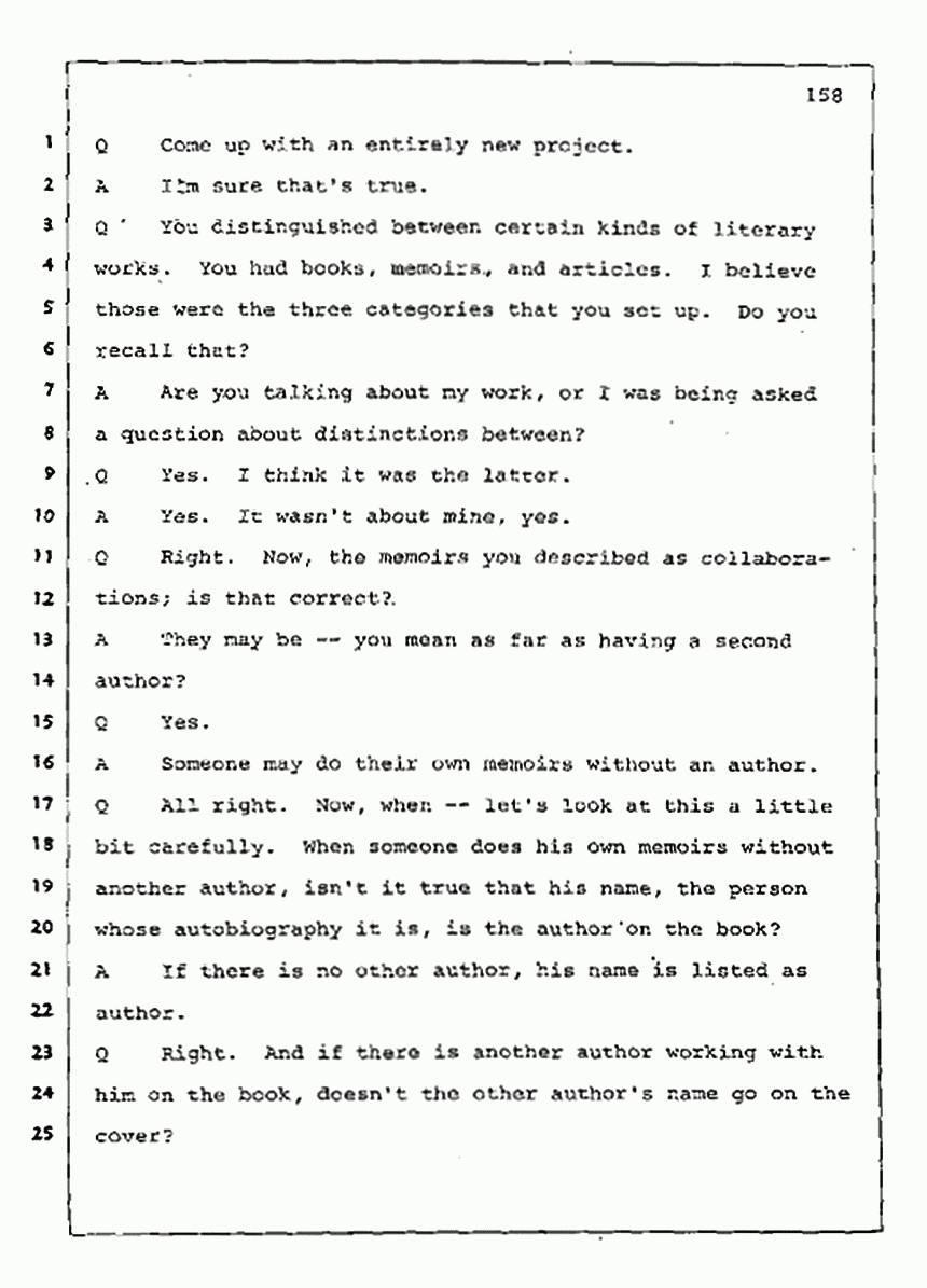 Los Angeles, California Civil Trial<br>Jeffrey MacDonald vs. Joe McGinniss<br><br>August 11, 1987:<br>Rebuttal Witness: Jeffrey Elliot, p. 158