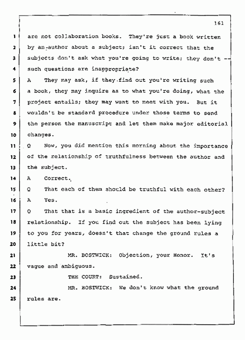 Los Angeles, California Civil Trial<br>Jeffrey MacDonald vs. Joe McGinniss<br><br>August 11, 1987:<br>Rebuttal Witness: Jeffrey Elliot, p. 161