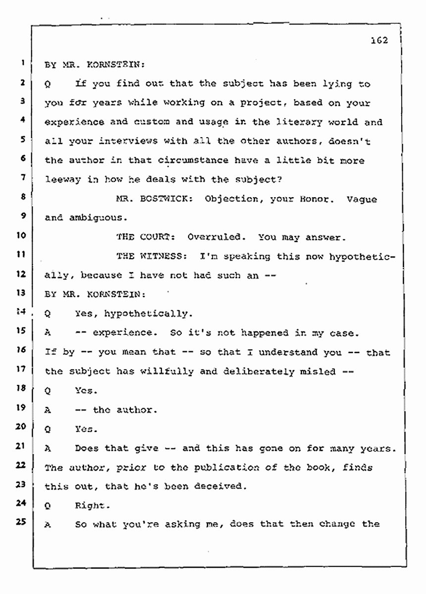 Los Angeles, California Civil Trial<br>Jeffrey MacDonald vs. Joe McGinniss<br><br>August 11, 1987:<br>Rebuttal Witness: Jeffrey Elliot, p. 162