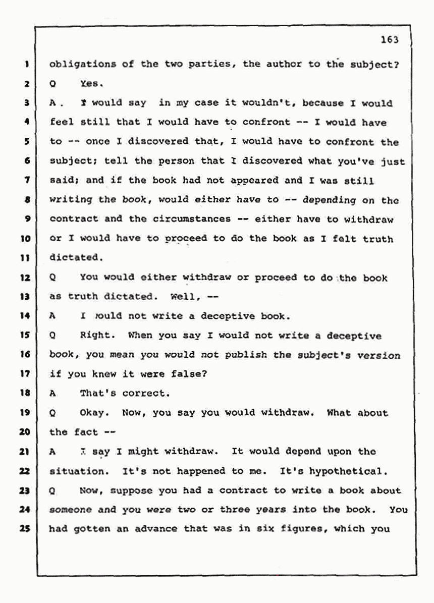 Los Angeles, California Civil Trial<br>Jeffrey MacDonald vs. Joe McGinniss<br><br>August 11, 1987:<br>Rebuttal Witness: Jeffrey Elliot, p. 163
