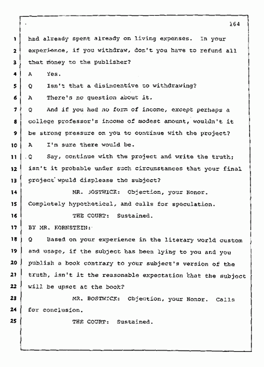 Los Angeles, California Civil Trial<br>Jeffrey MacDonald vs. Joe McGinniss<br><br>August 11, 1987:<br>Rebuttal Witness: Jeffrey Elliot, p. 164