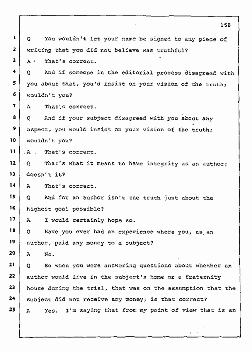 Los Angeles, California Civil Trial<br>Jeffrey MacDonald vs. Joe McGinniss<br><br>August 11, 1987:<br>Rebuttal Witness: Jeffrey Elliot, p. 168