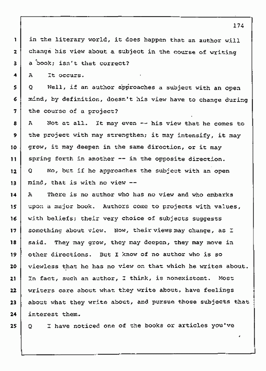 Los Angeles, California Civil Trial<br>Jeffrey MacDonald vs. Joe McGinniss<br><br>August 11, 1987:<br>Rebuttal Witness: Jeffrey Elliot, p. 174