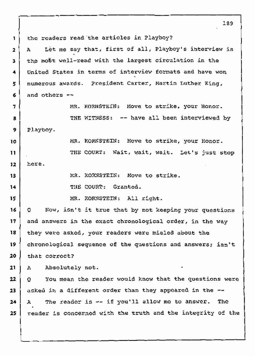 Los Angeles, California Civil Trial<br>Jeffrey MacDonald vs. Joe McGinniss<br><br>August 11, 1987:<br>Rebuttal Witness: Jeffrey Elliot, p. 189