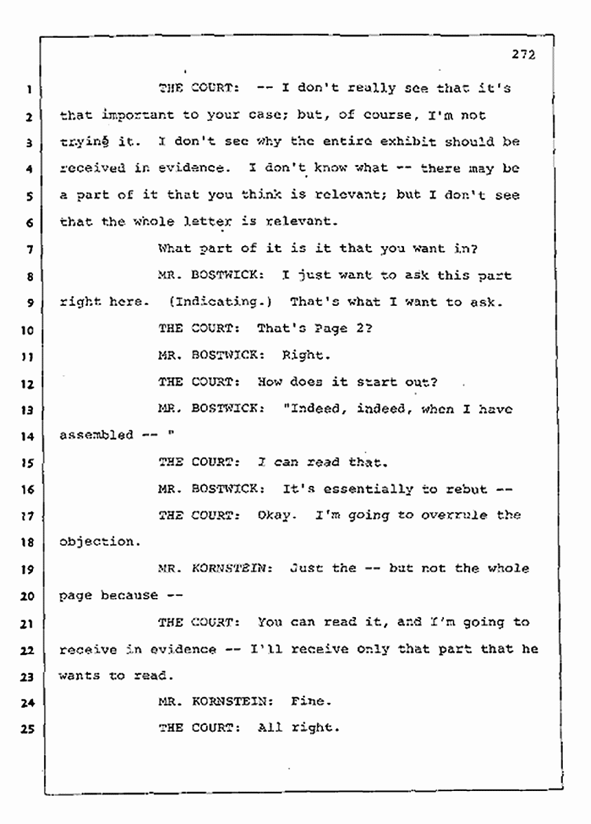 Los Angeles, California Civil Trial<br>Jeffrey MacDonald vs. Joe McGinniss<br><br>August 11, 1987:<br>Rebuttal Witness: Joe McGinniss, p. 272