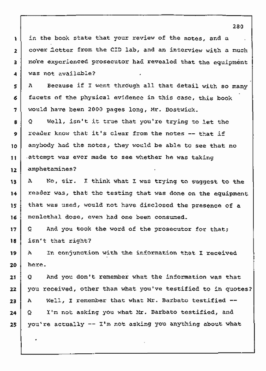 Los Angeles, California Civil Trial<br>Jeffrey MacDonald vs. Joe McGinniss<br><br>August 11, 1987:<br>Rebuttal Witness: Joe McGinniss, p. 280
