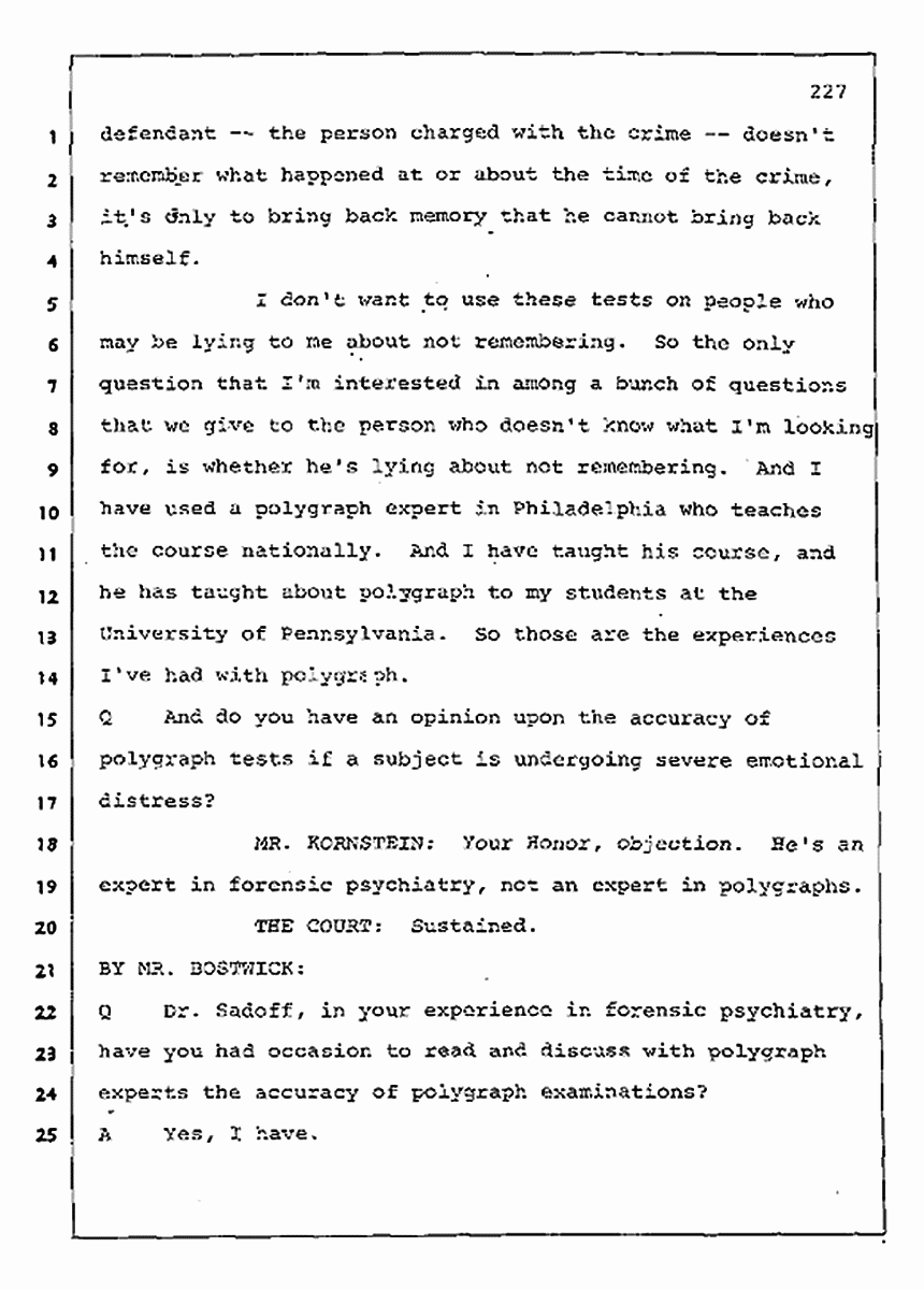Los Angeles, California Civil Trial<br>Jeffrey MacDonald vs. Joe McGinniss<br><br>August 11, 1987:<br>Rebuttal Witness: Robert Sadoff, p. 227