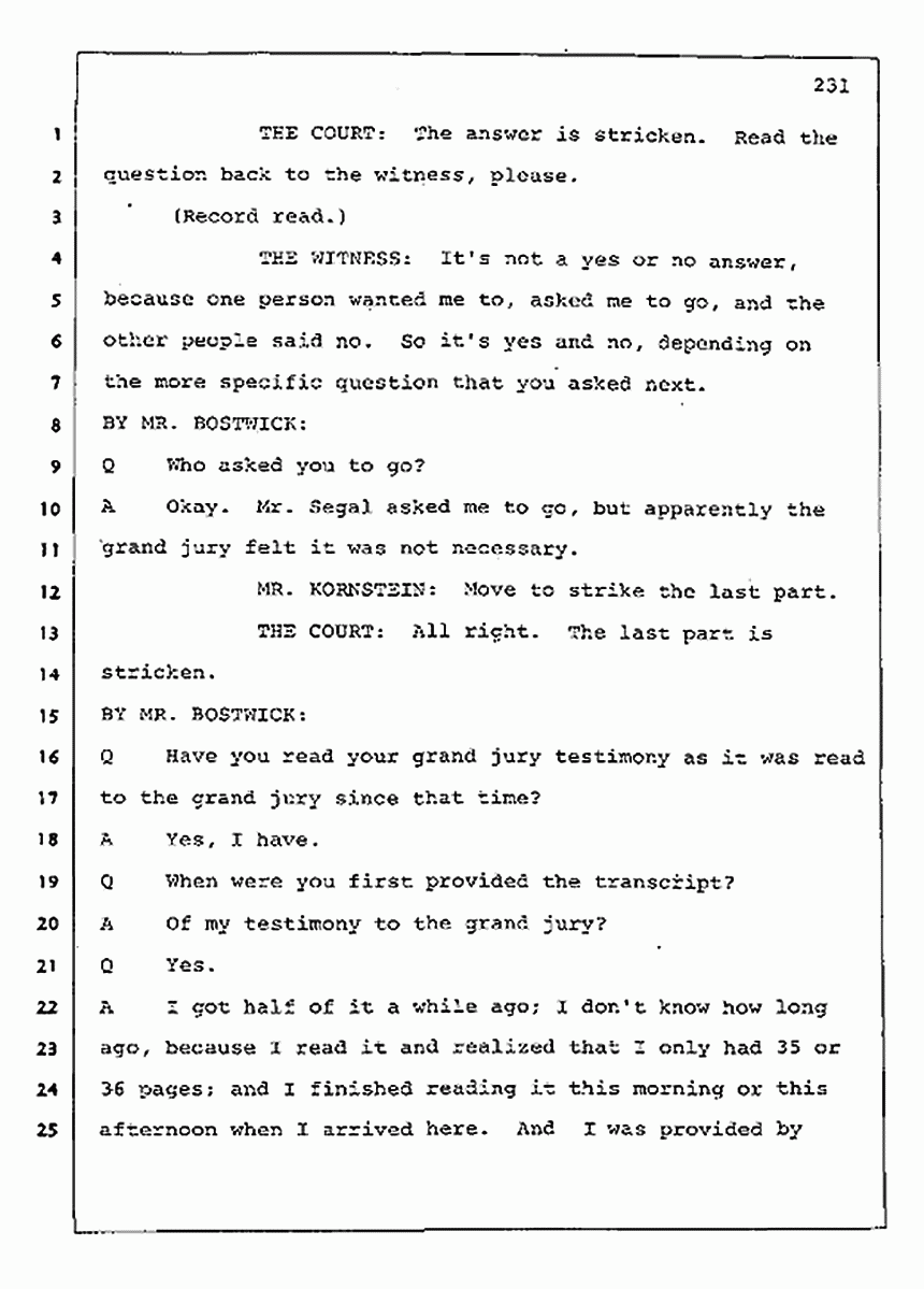 Los Angeles, California Civil Trial<br>Jeffrey MacDonald vs. Joe McGinniss<br><br>August 11, 1987:<br>Rebuttal Witness: Robert Sadoff, p. 231