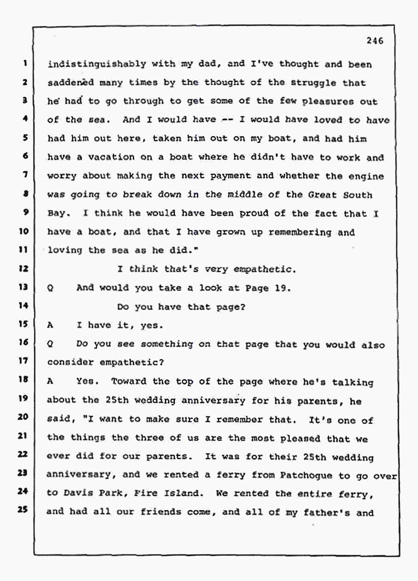 Los Angeles, California Civil Trial<br>Jeffrey MacDonald vs. Joe McGinniss<br><br>August 11, 1987:<br>Rebuttal Witness: Robert Sadoff, p. 246