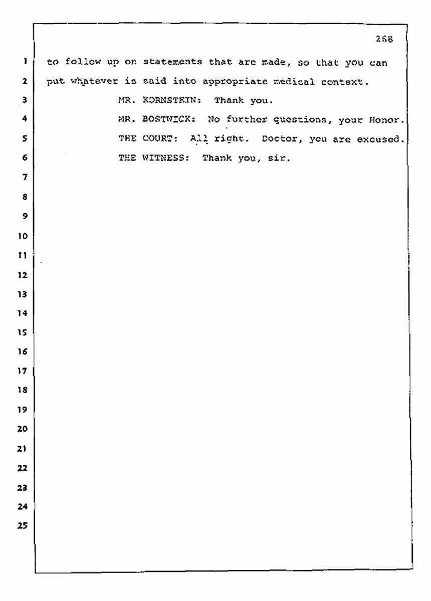 Los Angeles, California Civil Trial<br>Jeffrey MacDonald vs. Joe McGinniss<br><br>August 11, 1987:<br>Rebuttal Witness: Robert Sadoff, p. 268