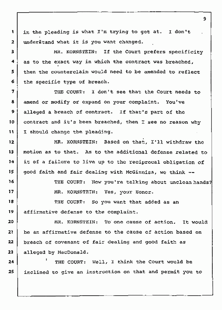 Los Angeles, California Civil Trial<br>Jeffrey MacDonald vs. Joe McGinniss<br><br>August 12, 1987:<br>Closing Arguments for Plaintiff Jeffrey MacDonald, p. 9