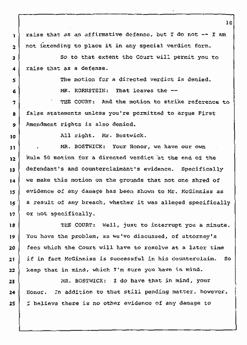 Los Angeles, California Civil Trial<br>Jeffrey MacDonald vs. Joe McGinniss<br><br>August 12, 1987:<br>Closing Arguments for Plaintiff Jeffrey MacDonald, p. 10