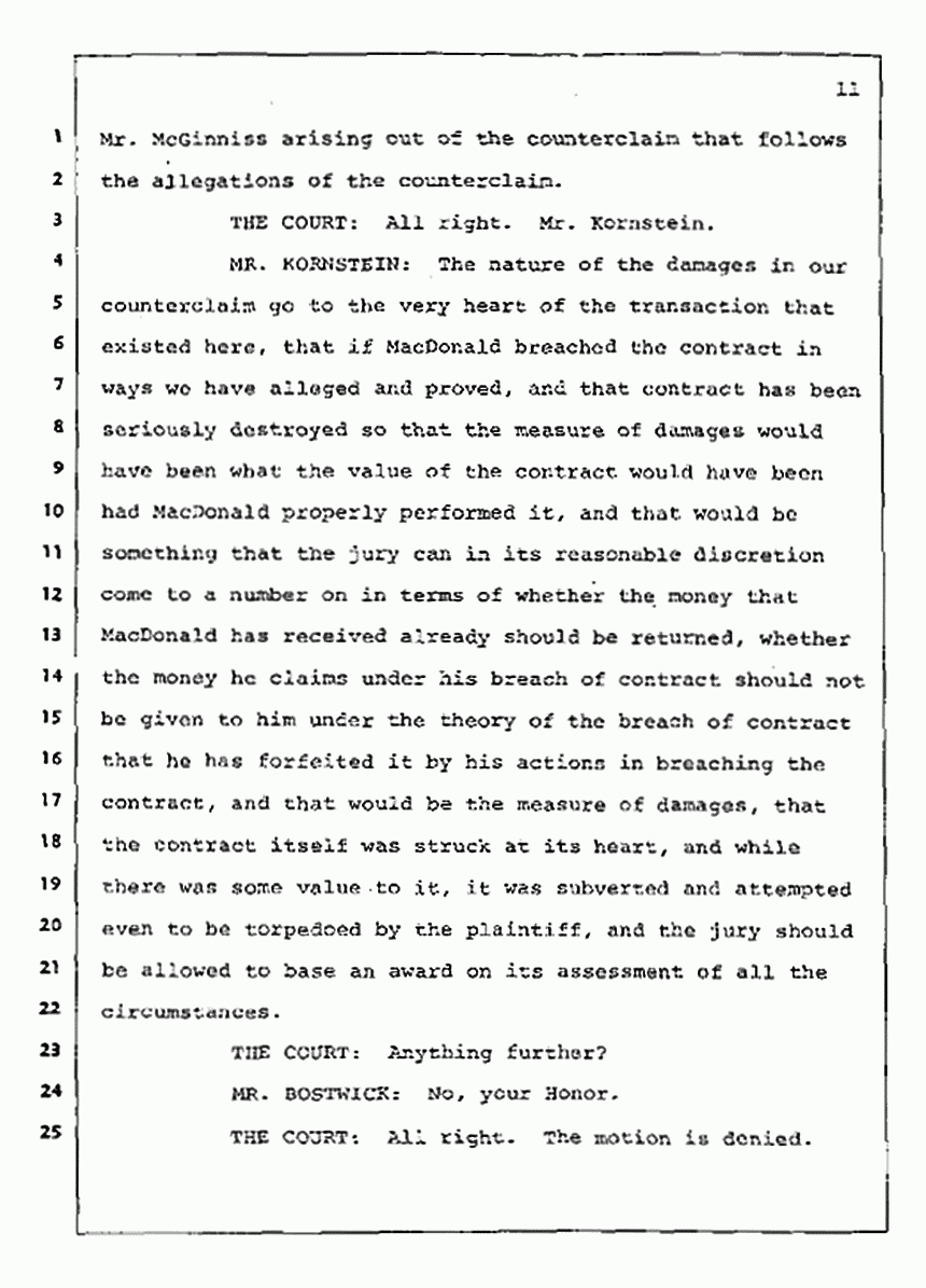 Los Angeles, California Civil Trial<br>Jeffrey MacDonald vs. Joe McGinniss<br><br>August 12, 1987:<br>Closing Arguments for Plaintiff Jeffrey MacDonald, p. 11