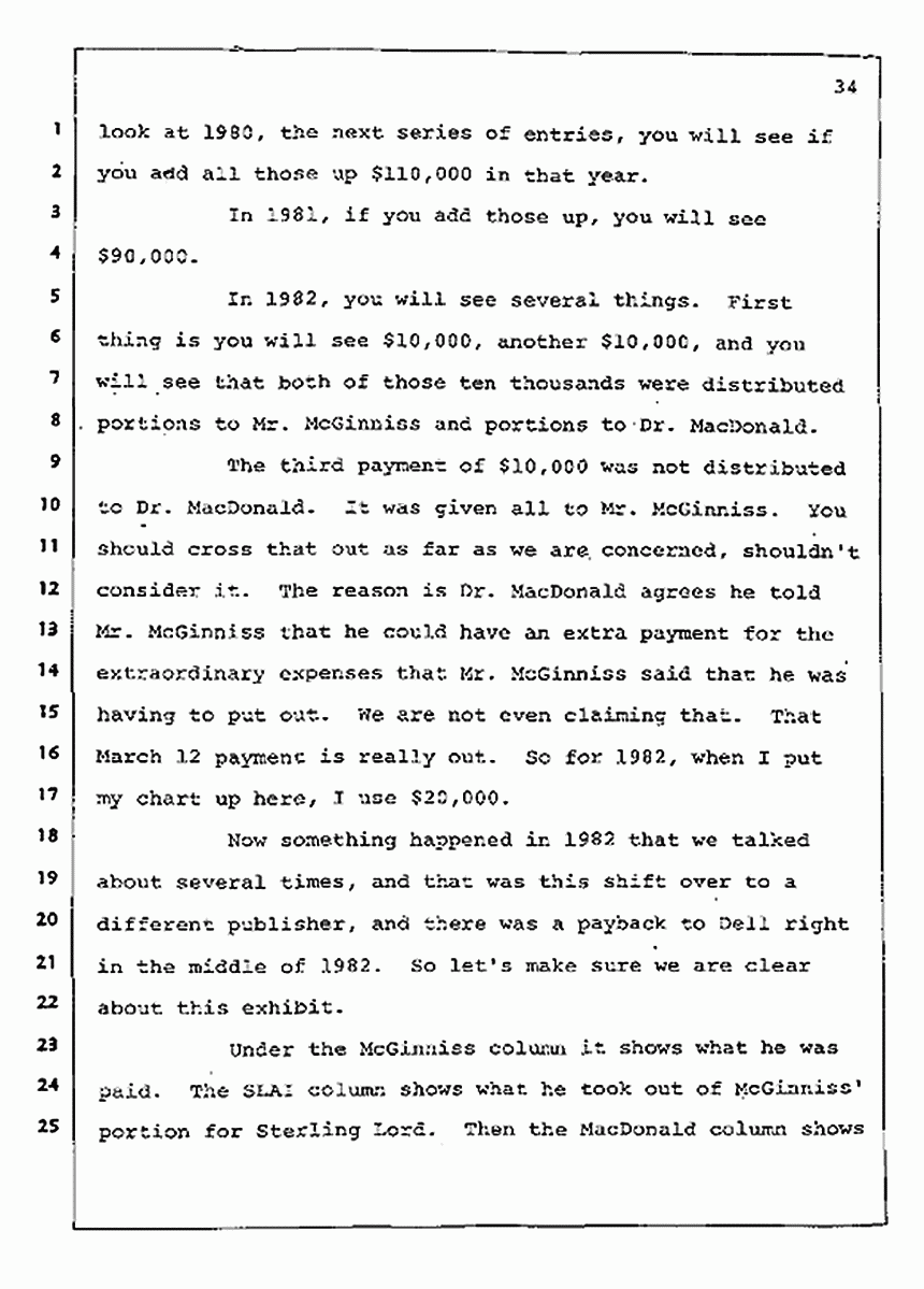 Los Angeles, California Civil Trial<br>Jeffrey MacDonald vs. Joe McGinniss<br><br>August 12, 1987:<br>Closing Arguments for Plaintiff Jeffrey MacDonald, p. 34