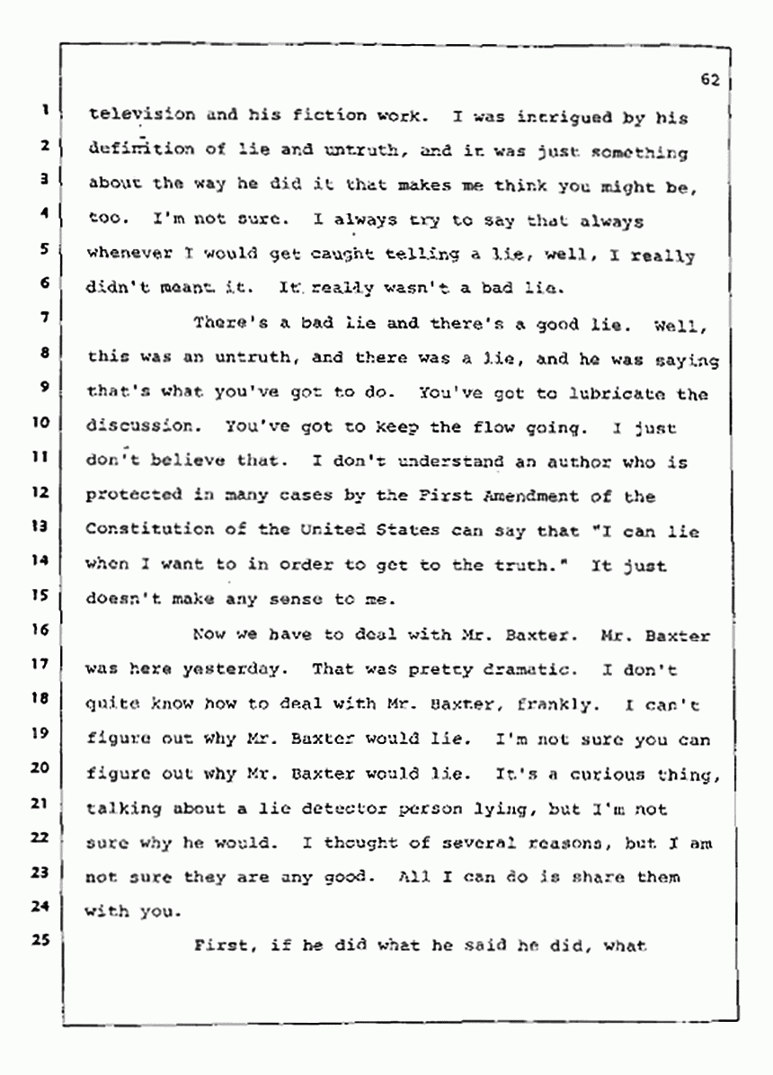 Los Angeles, California Civil Trial<br>Jeffrey MacDonald vs. Joe McGinniss<br><br>August 12, 1987:<br>Closing Arguments for Plaintiff Jeffrey MacDonald, p. 62