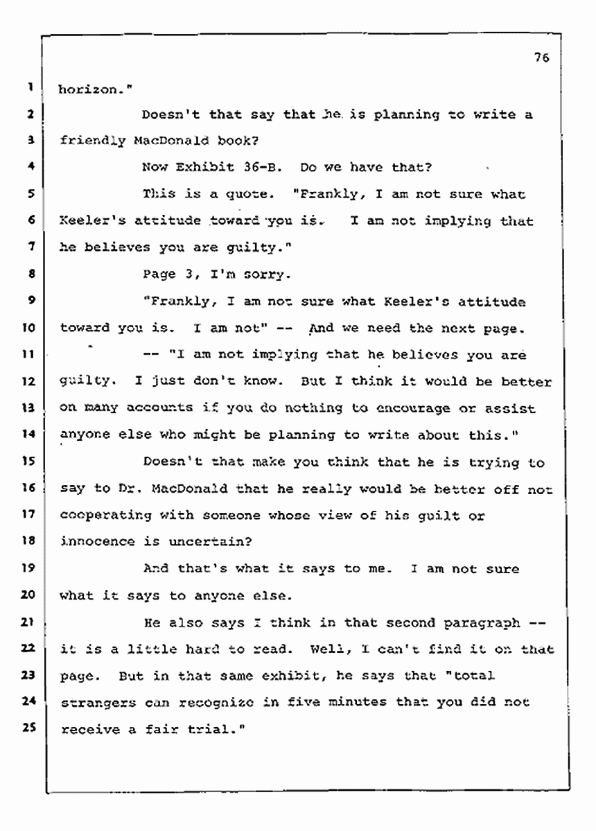 Los Angeles, California Civil Trial<br>Jeffrey MacDonald vs. Joe McGinniss<br><br>August 12, 1987:<br>Closing Arguments for Plaintiff Jeffrey MacDonald, p. 76
