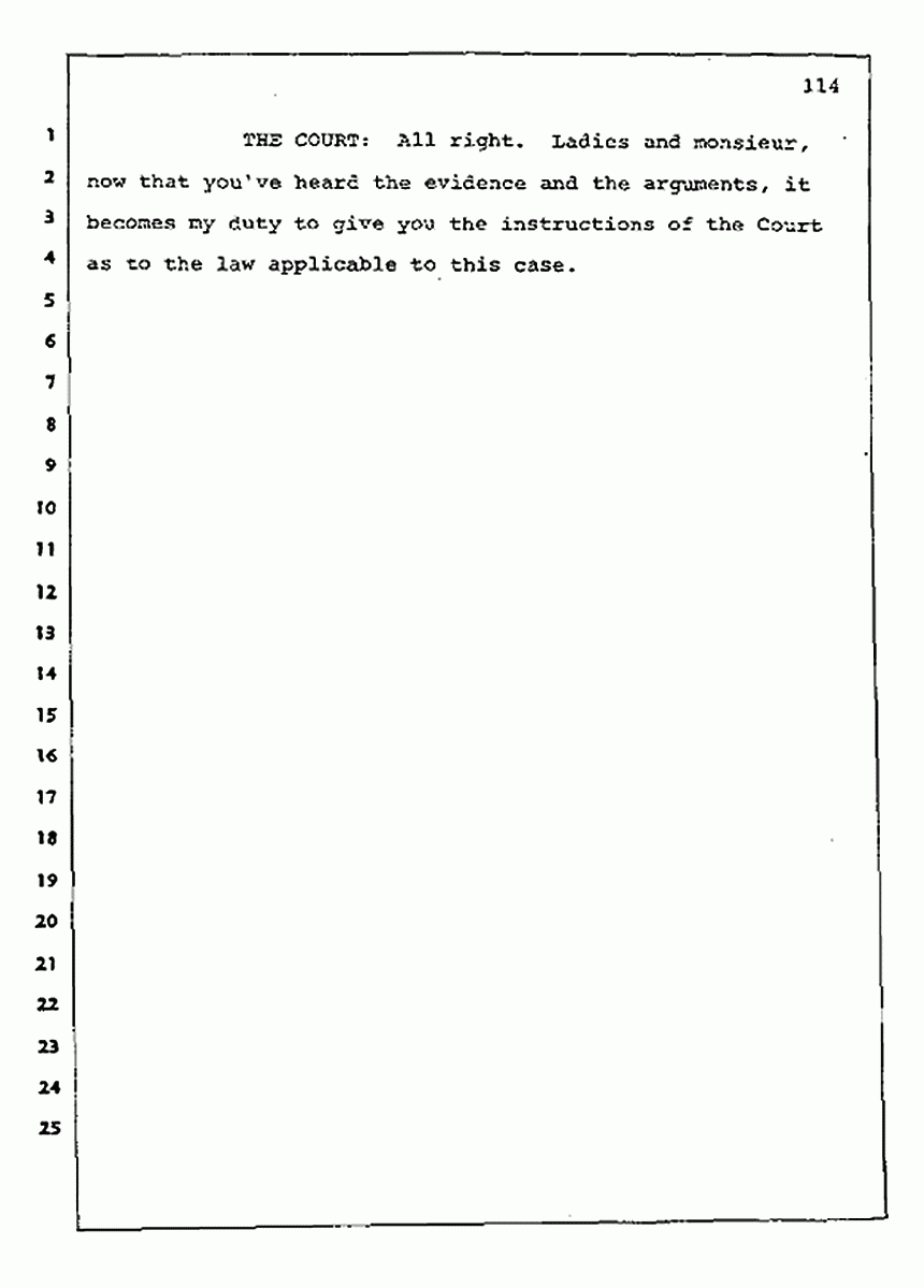 Los Angeles, California Civil Trial<br>Jeffrey MacDonald vs. Joe McGinniss<br><br>August 13, 1987:<br>Jury Instructions, p. 114