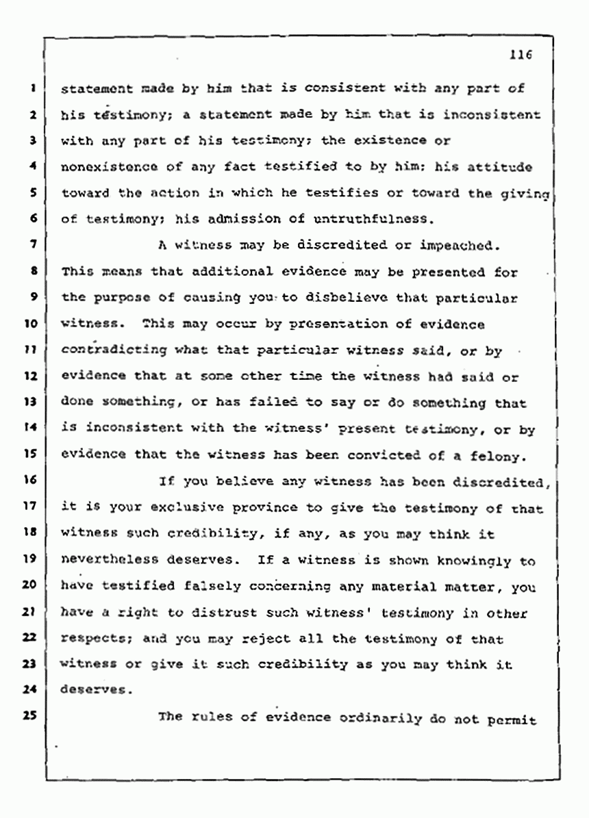 Los Angeles, California Civil Trial<br>Jeffrey MacDonald vs. Joe McGinniss<br><br>August 13, 1987:<br>Jury Instructions, p. 116