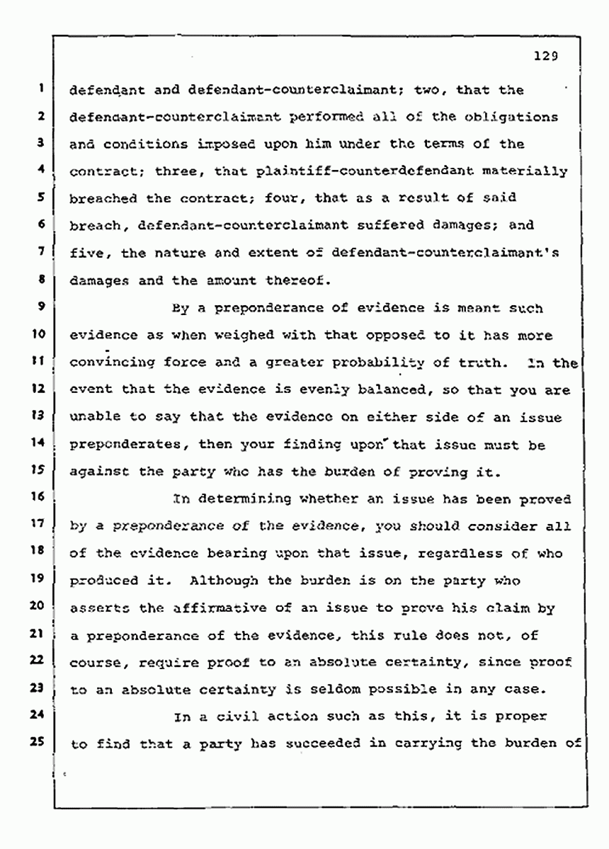 Los Angeles, California Civil Trial<br>Jeffrey MacDonald vs. Joe McGinniss<br><br>August 13, 1987:<br>Jury Instructions, p. 129