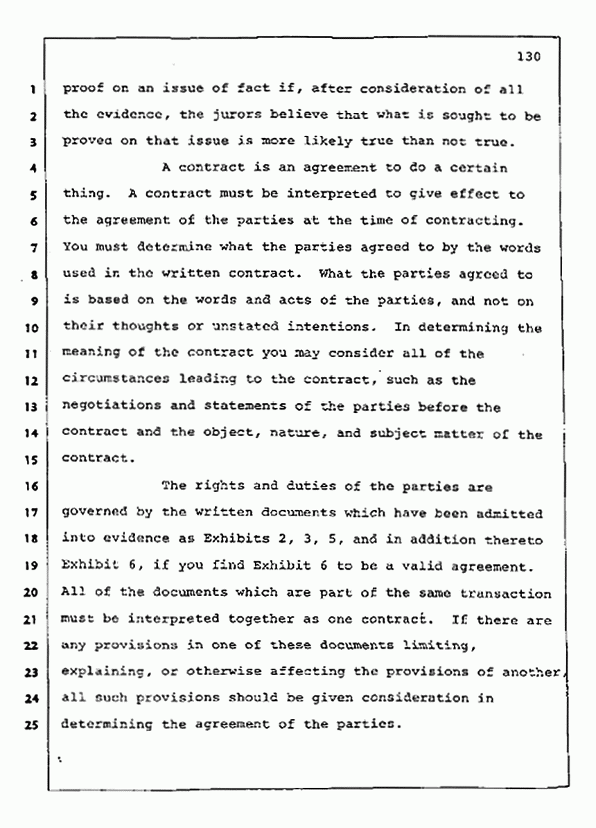 Los Angeles, California Civil Trial<br>Jeffrey MacDonald vs. Joe McGinniss<br><br>August 13, 1987:<br>Jury Instructions, p. 130