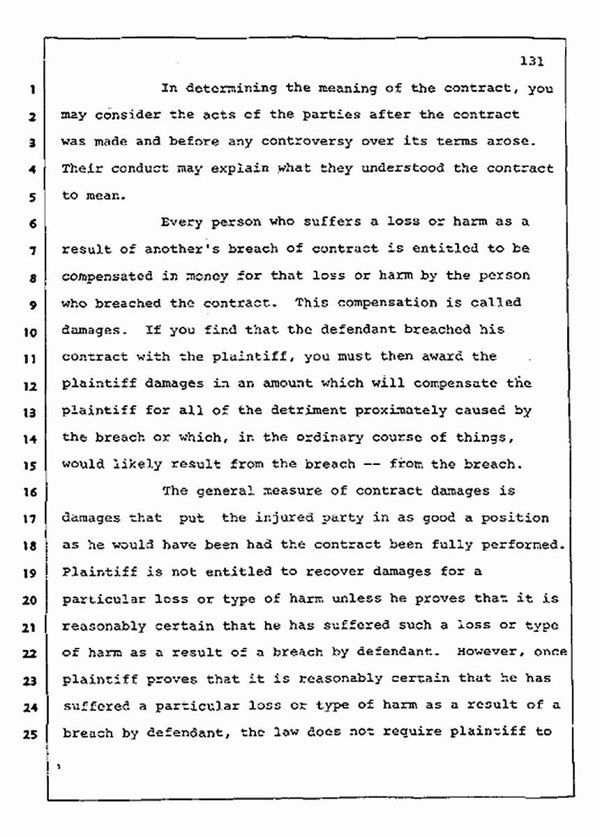 Los Angeles, California Civil Trial<br>Jeffrey MacDonald vs. Joe McGinniss<br><br>August 13, 1987:<br>Jury Instructions, p. 131
