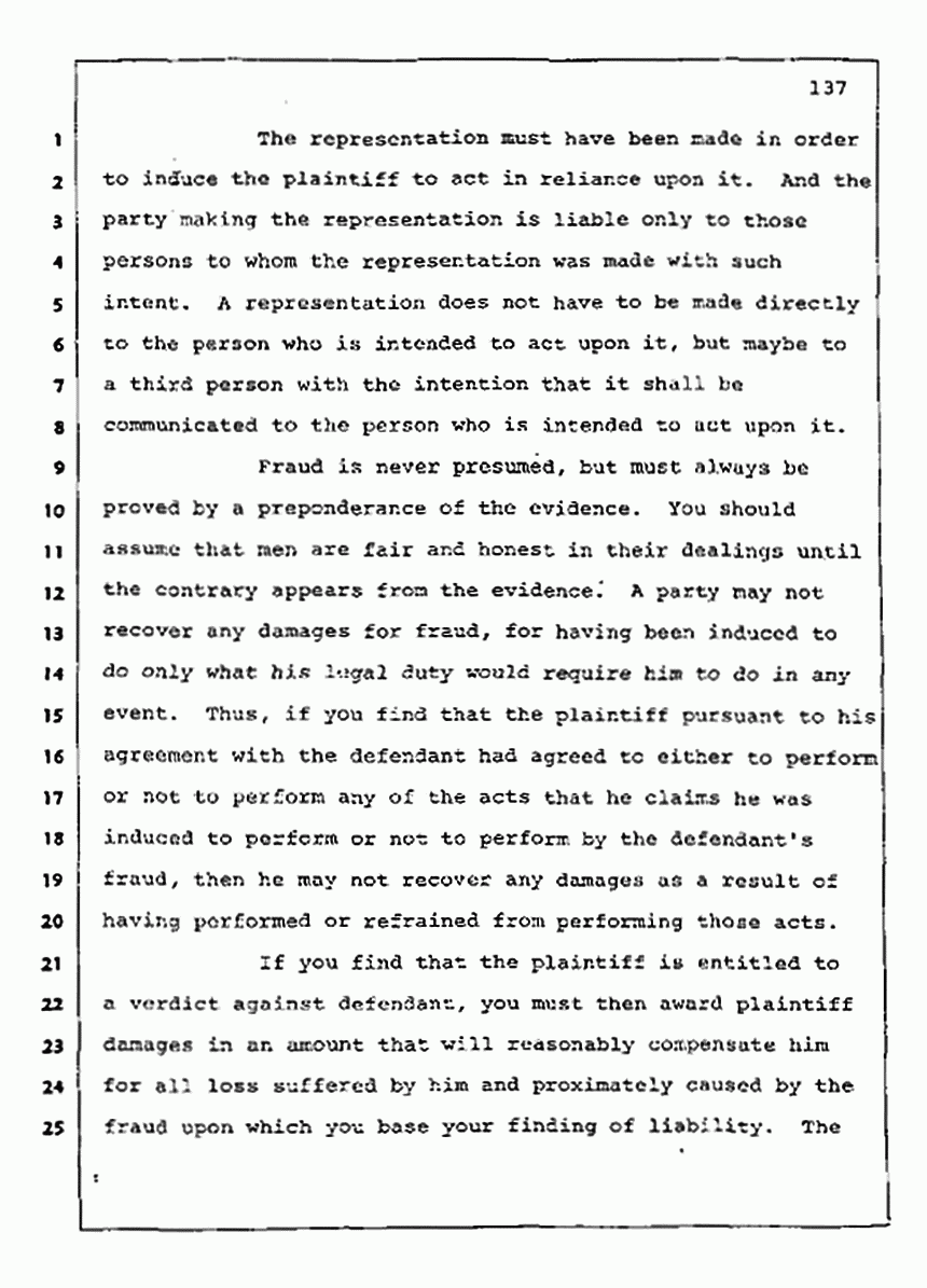 Los Angeles, California Civil Trial<br>Jeffrey MacDonald vs. Joe McGinniss<br><br>August 13, 1987:<br>Jury Instructions, p. 137