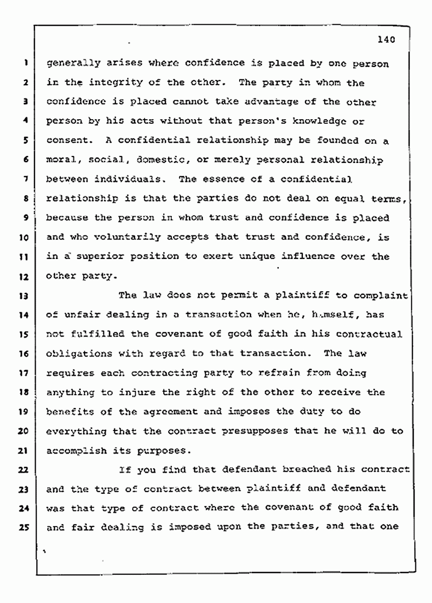 Los Angeles, California Civil Trial<br>Jeffrey MacDonald vs. Joe McGinniss<br><br>August 13, 1987:<br>Jury Instructions, p. 140