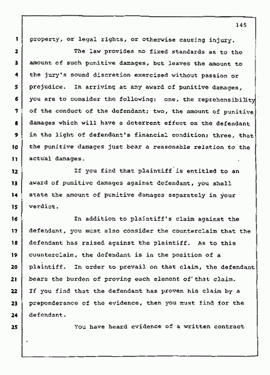 Los Angeles, California Civil Trial<br>Jeffrey MacDonald vs. Joe McGinniss<br><br>August 13, 1987:<br>Jury Instructions, p. 145