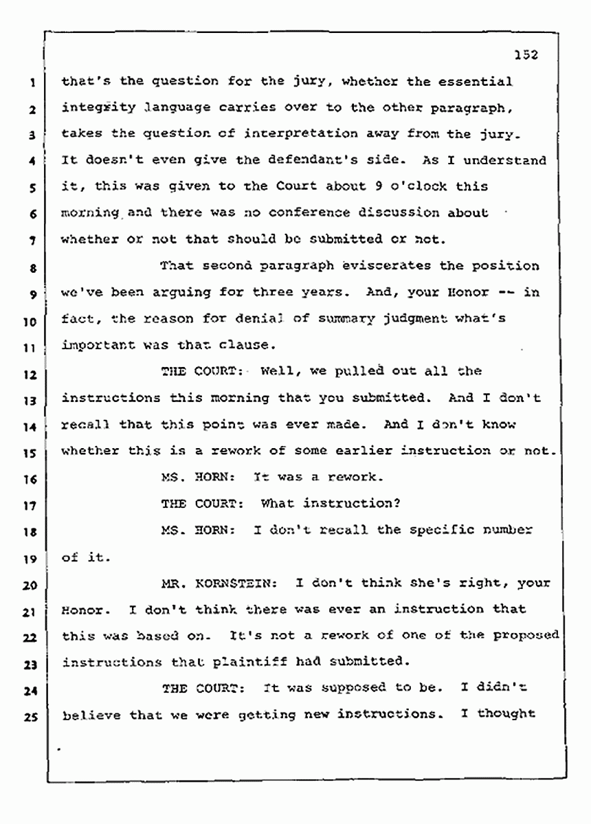 Los Angeles, California Civil Trial<br>Jeffrey MacDonald vs. Joe McGinniss<br><br>August 13, 1987:<br>Jury Instructions, p. 152