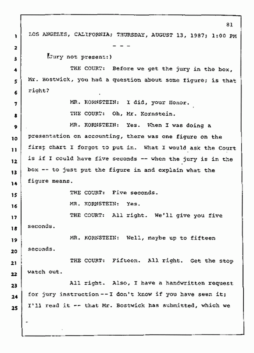 Los Angeles, California Civil Trial<br>Jeffrey MacDonald vs. Joe McGinniss<br><br>August 13, 1987:<br>Final Arguments for Plaintiff Jeffrey MacDonald, p. 81